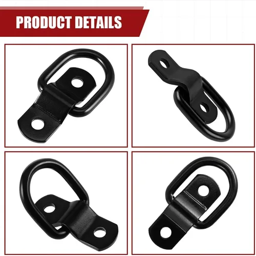 Vista 3 de 4 anclajes de amarre con anillos en D, ganchos de amarre resistentes, kit de ganchos de anclaje para remolque de carga negro, accesorios de remolque