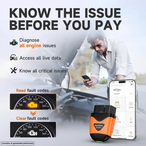 Vista 2 de AUTOPHIX Escáner 3210 Pro OBD2 Bluetooth - Comprueba todos los códigos de falla del motor para todos los vehículos de 1996+ - Escáner de auto fácil