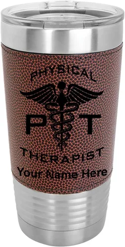 Vista 13 de LaserGram Taza aislada al vacío de 20 onzas, fisioterapeuta PT, grabado personalizado incluido (piel sintética, estilo béisbol)