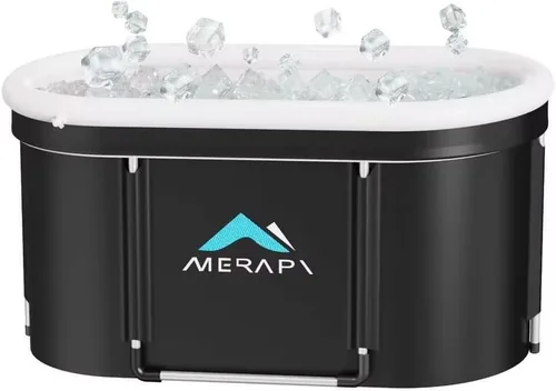 Vista 7 de Merapi Bañera de hielo XL para adultos, bañera fría de 131 galones, bañera de baño de hielo portátil ovalada grande de 46 pulgadas, inmersión fría
