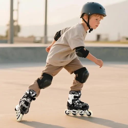 Vista 2 de Kuxuan Patines en línea ajustables para niños con ruedas iluminadas, divertidos patines iluminadores para niños, niñas y jóvenes