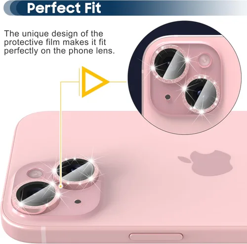 Vista 4 de Suoman Protector de lente de cámara para iPhone 15 de 6.1 pulgadas, 15 Plus de 6.7 pulgadas, fácil de instalar, vidrio templado 9H, protector