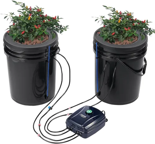 Vista 15 de VEVOR Sistema de Cultivo Hidropónico DWC, Sistema de Cultivo Hidropónico con Kit de Goteo Superior, Cultura de Agua Profunda de 5 Galones con Bomba