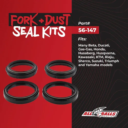Vista 6 de Kit de horquilla y sello anti polvo All Balls Racing 56-147 Compatible con/Reemplazo para Honda Husqvarna Kawasaki Suzuki Yamaha