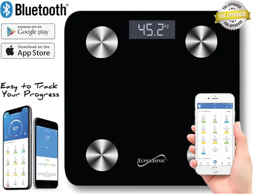 Vista 2 de Supersonic SC-851BTS Bluetooth habilitado Fitness Weight Scale Tracker
