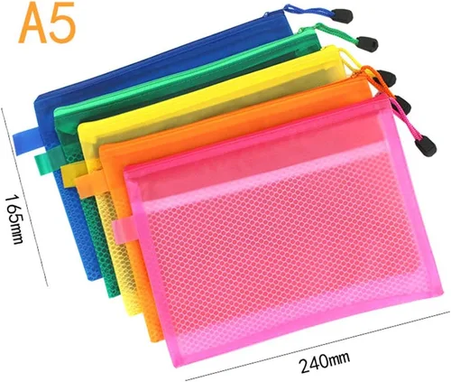Vista 3 de A4/A5 - 2 unidades de malla de colores con cremallera, bolsa de documentos, impermeable, carpetas de archivos con cremallera para suministros