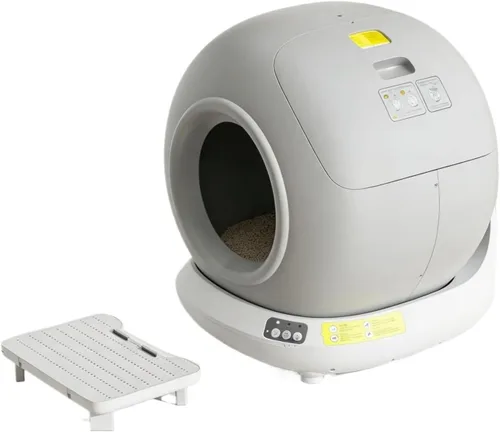 Vista 9 de Caja de arena autolimpiante para gatos de 78 litros Automática totalmente cerrada, control de aplicaciones, espacio extra grande Bandeja Blanco