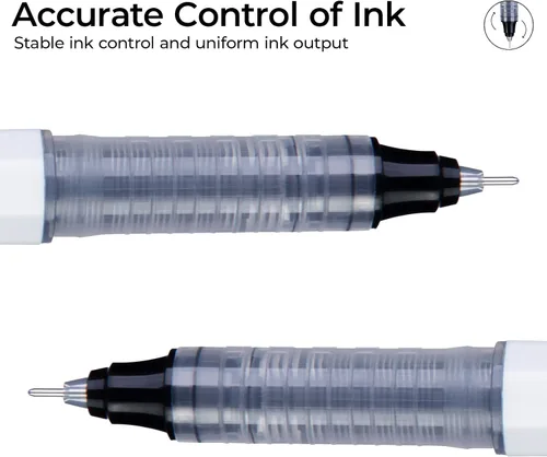 Vista 2 de M&G 12 bolígrafos líquidos de punta fina de 0.015 in, de gran capacidad, tinta negra, bolígrafos de punta extrafina, de secado rápido, escritura