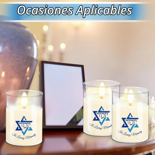 Vista 7 de Vela conmemorativa eléctrica LED Yahrzeit de 2 piezas para la pérdida de un