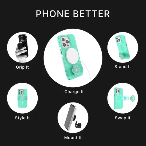 Vista 5 de PopSockets: Funda para iPhone 13 Pro con agarre y deslizamiento para teléfono compatible con MagSafe, funda para iPhone 13 Pro, compatible con carga