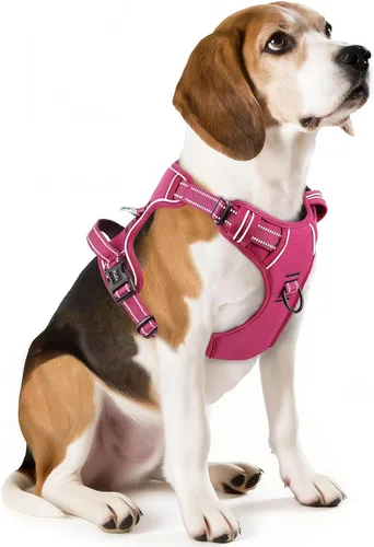Vista 48 de HEELE Arnés para perro pequeño sin tirones con mango suave, arnés reflectante ajustable, color negro, XS Reflective Front Clip Vest with Control