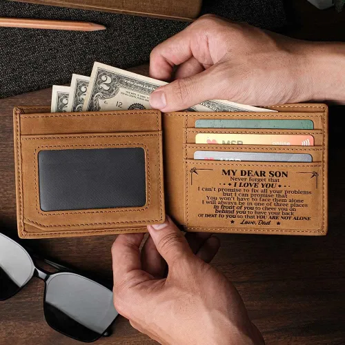 Vista 3 de Regalos de cumpleaños para el día del padre para hijo, billetera de papá a hijo para hombres, regalos de graduación para hijo de papá, Carteras