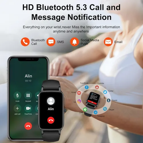 Vista 3 de Reloj inteligente para hombres y mujeres, reloj inteligente de 1.57 pulgadas (respuesta/hacer llamadas), rastreador de actividad física con más