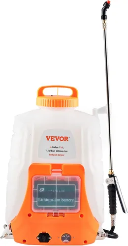 Vista 9 de VEVOR Pulverizador de mochila alimentado por batería, presión ajustable de 0-90 PSI, tanque de 4 galones, rociador de mochila con 8 boquillas y 2
