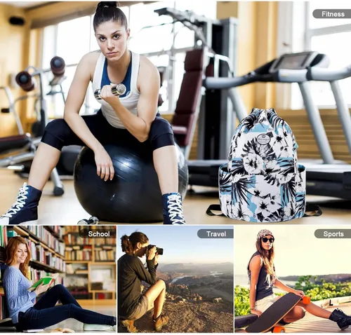 Vista 5 de Hua Angel - Mochila deportiva con cordón, plegable, para gimnasio, yoga, resistente al agua, para senderismo, viajes, al aire libre, para hombres