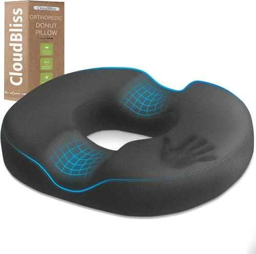Vista 22 de Cojín de Asiento para Hemorroides en Forma de Dona Negro