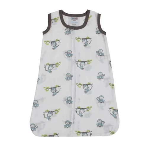 Vista 8 de Bacati - Saco de dormir de muselina Happy Monkeys (mantas portátiles) (recién nacido, beige/gris)