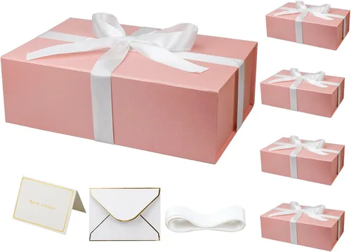 Vista 10 de YINUOYOUJIA Cajas de regalo grandes negras con tapa, caja de regalo magnética de 14 x 9 x 4.5 pulgadas con cinta, tarjetas y sobres para regalos
