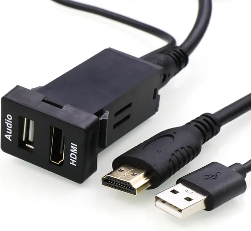 Vista 7 de Timloon Cable de montaje de enchufe HDMI+USB Entrada de audio Relé de audio Uso para Toyota (tipo A)