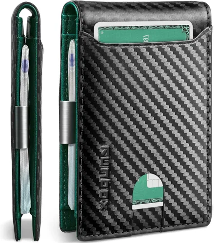 Vista 163 de RUNBOX - Carteras delgadas para hombre, cartera de piel con pinza para el dinero, cartera de bolsillo frontal con bloqueo RFID, tarjetero