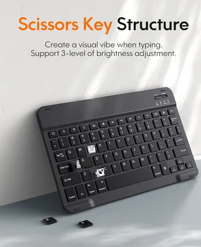 Vista 7 de CHESONA Funda para Samsung Galaxy Tab S9 Fe con teclado, retroiluminación de 7 colores, teclado magnético desmontable y soporte para S Pen, funda
