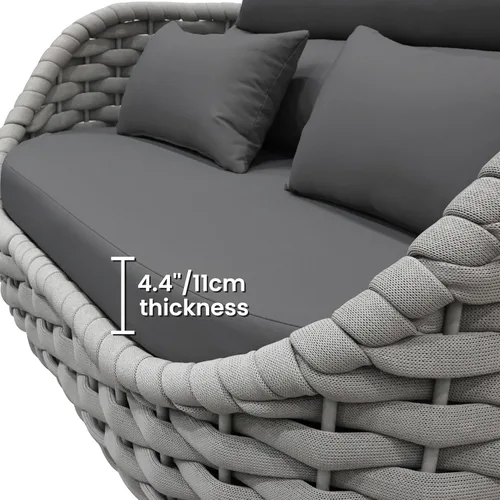Vista 6 de Juego de muebles de mimbre de aluminio, 4 piezas, color gris Gris oscuro