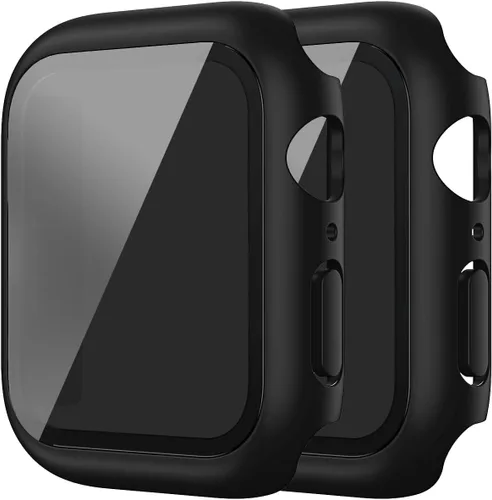 Vista 10 de Paquete de 2 fundas de vidrio templado de 1.77 pulgadas compatibles con Apple Watch Series 8 7 fundas protectoras de pantalla de vidrio templado
