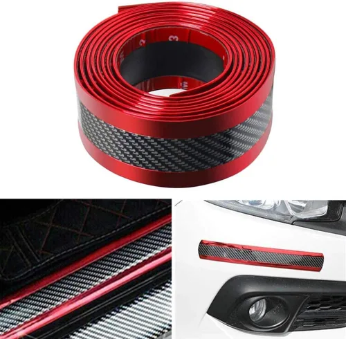 Vista 6 de Youngine Protectores de umbral de puerta de coche de fibra de carbono universal autoadhesivo flexible para coche, SUV, camioneta, protector de Negro