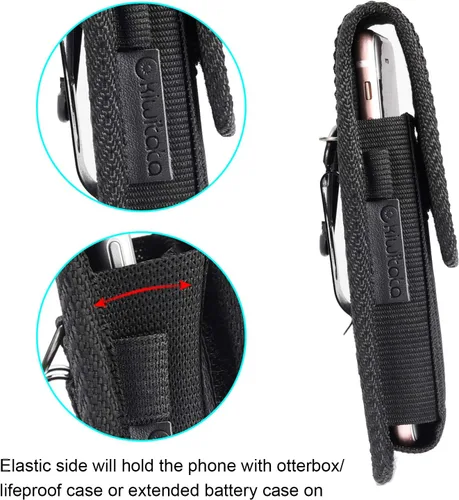 Vista 3 de Funda de nailon para iPhone 13 Mini /SE2, funda vertical resistente para cinturón con clip para cinturón para iPhone 8 7 6S 6 iPhone 12 Mini SE