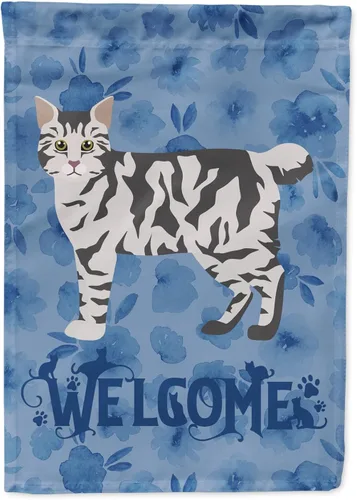 Vista 129 de Caroline's Treasures CK4813CHF - Bandera de bienvenida con gato abisinio azul, manga grande, para porche, para colgar en la pared, poliéster