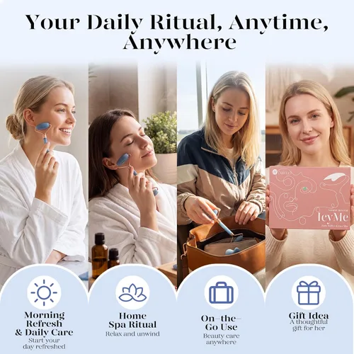 Vista 4 de BAIMEI IcyMe - Rodillo facial de jade y Gua Sha, rodillo de belleza facial, herramientas para el cuidado de la piel, regalo de cuidado personal