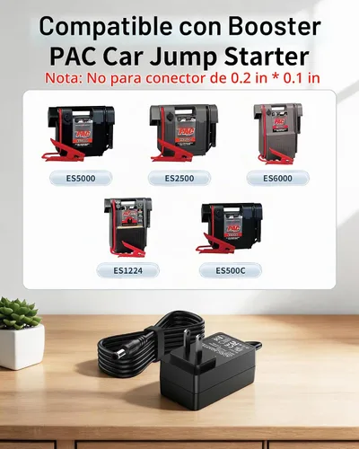 Vista 2 de Repuesto para cargador Booster PAC ES5000, cable de cargador de refuerzo de 19 V compatible con Booster PAC ES2500 ES5500 ES5000 ES2500C ES6000