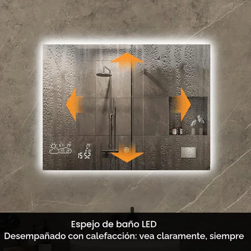Vista 3 de Espejo de baño LED de 40 x 24 pulgadas con luces, WiFi Smart Bluetooth iluminado espejo de tocador para baño con retroiluminación de 2