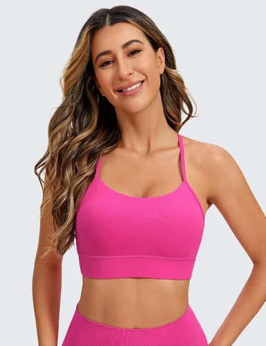 Vista 2 de CRZ YOGA Butterluxe - Brasier deportivo con espalda en Y, espalda cruzada, tirantes delgados, cuello redondo, atlético, acolchado, para yoga