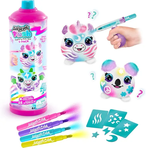 Vista 3 de Canal Toys Personaliza el paquete de 2 mini misterios de peluche de aerógrafo. ¿Qué 2 peluches obtendrás? Decora, lava, repite. Personaliza tus