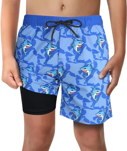 Vista 37 de Trajes de Baño para Niños con Forro de Compresión Cómodos Shorts de Natación Anti-Rozaduras Elásticos UPF Secado Rápido Talla 3T-20 Estrellas Águila