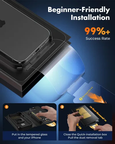 Vista 2 de UNBREAKcable - Protector de pantalla de cobertura completa para iPhone 15, paquete de 3