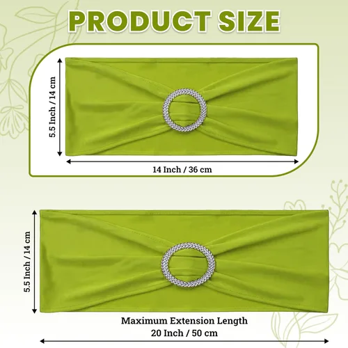 Vista 2 de MDS® Paquete de 10 bandas de elastano para silla con hebilla deslizante para decoración de bodas y eventos, bandas elásticas reutilizables