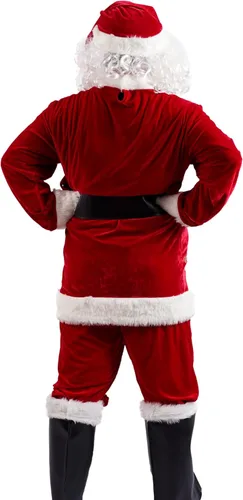 Vista 3 de Disfraz de Papá Noel para hombres adultos, traje de Papá Noel, 11 piezas, profesional, talla grande, traje de terciopelo de Navidad, fiesta