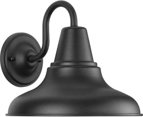 Vista 16 de Progress Lighting District LED Collection - Farol de pared mediana para exteriores, bronce envejecido, pantalla de metal blanco pintado, 1 luz