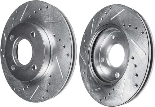 Vista 25 de Detroit Axle - Rotores de freno delanteros perforados y ranurados + repuesto de pinza de freno lateral del conductor para Honda Odyssey Acura MDX
