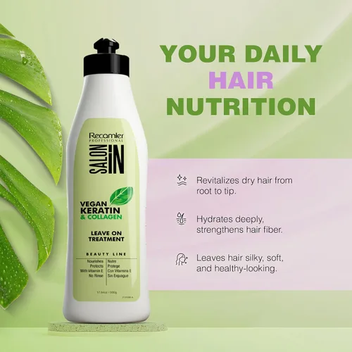 Vista 2 de Salon In by Recamier - Tratamiento sin enjuague de queratina vegana Tratamiento sin enjuague para el cabello con queratina vegana y colágeno