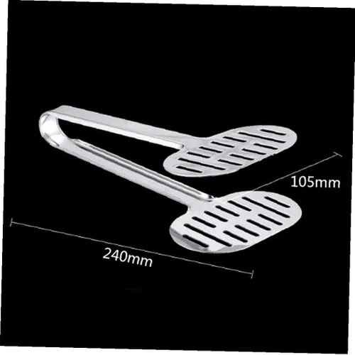 Vista 2 de Doble espátula de acero inoxidable Turner Pinzas Pan Hamburguesa Abrazadera Buffet Alicates 1pc