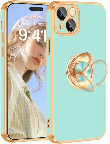 Vista 12 de Fingic Funda para iPhone 15, funda para iPhone 15 [con soporte de anillo de 360°] [soporte magnético para automóvil] Funda de teléfono con función