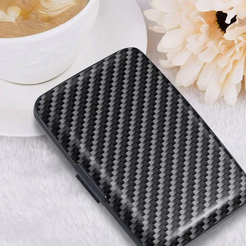 Vista 7 de Mini tarjetero para mujeres u hombres, bloqueo RFID, funda rígida para tarjetas de identificación, cartera de viaje