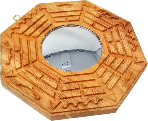 Vista 3 de Feng Shui - Espejos cóncavos de madera de melocotón Bagua de 6 pulgadas