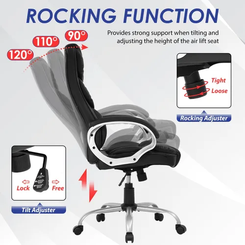 Vista 6 de Furniture of America Darcy - Silla de oficina ergonómica de respaldo alto, soporte lumbar, silla de escritorio ejecutiva de piel sintética, sillas