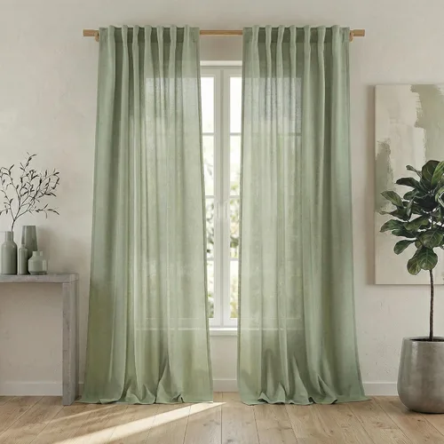 Vista 19 de Mrs.Naturall Cortinas negras de 45 pulgadas de largo, cortinas cortas de lino transparente para privacidad para cocina, dormitorio, ventanas