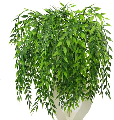 Vista 25 de CATTREE Arbustos artificiales, plantas de plástico, hierba de bambú, arbustos verdes falsos, hojas verdes, bodas, interiores, exteriores, hogar