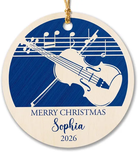 Vista 12 de Adorno de Navidad de instrumento musical de acordeón, nombre personalizado y adorno de año para acordeonista, regalo de profesor de música